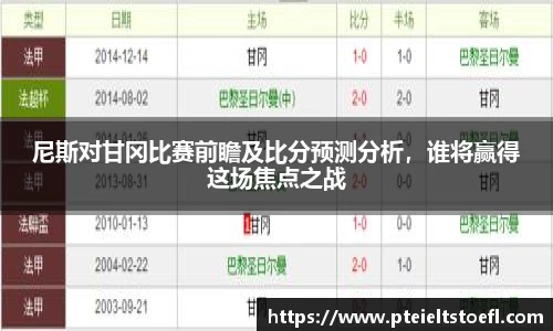 尼斯对甘冈比赛前瞻及比分预测分析，谁将赢得这场焦点之战