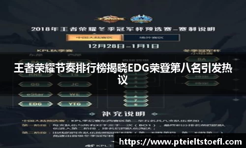 王者荣耀节奏排行榜揭晓EDG荣登第八名引发热议